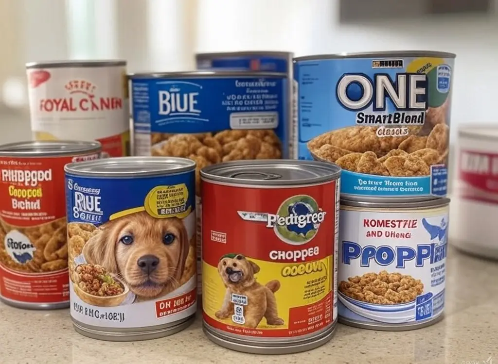 Canned puppy food